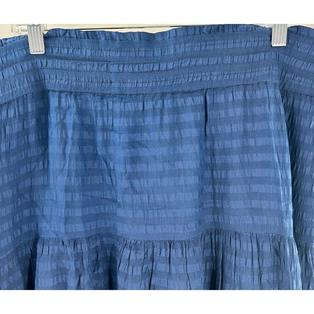 Women's Saks Fifth Ave. Blue Silk Elastic Waist Midi BOHO Skirt Size S Fits XL - Picture 4 of 8